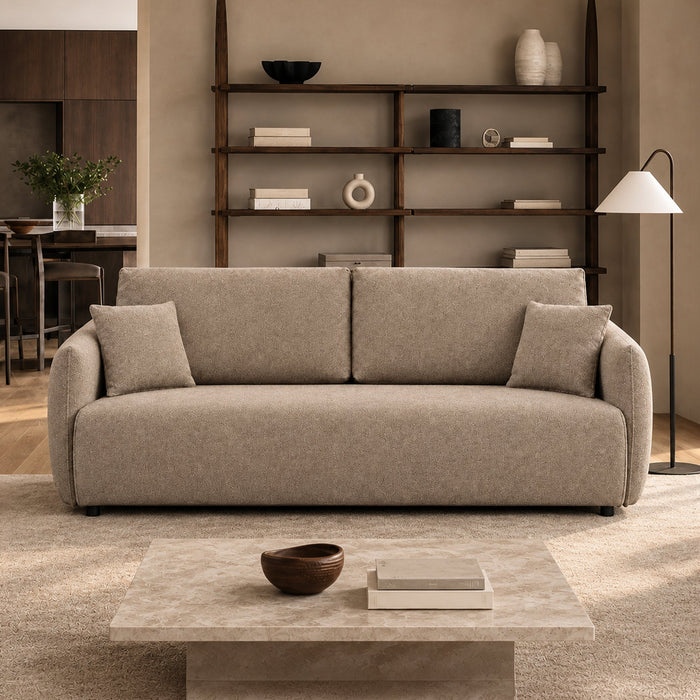 DAYLA Canapé 3 places convertible avec coffre en tissu taupe