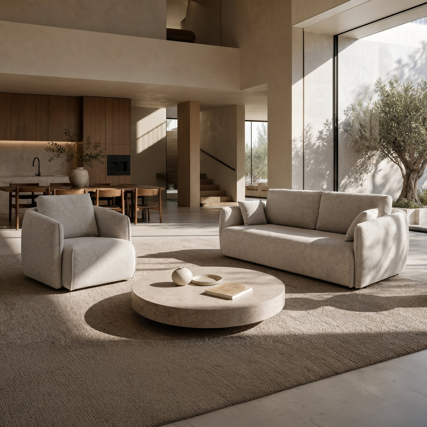 DAYLA Canapé 3 places convertible en tissu beige - Canapés convertibles - Mobilier Deco