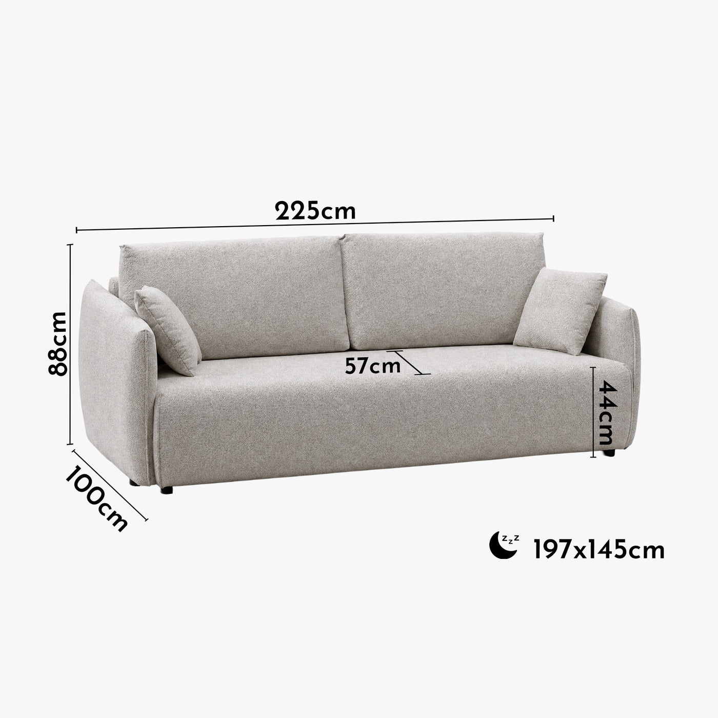 DAYLA Canapé 3 places convertible en tissu beige - Canapés convertibles - Mobilier Deco