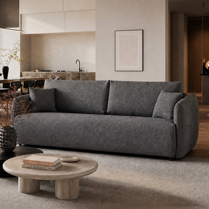DAYLA Canapé 3 places convertible en tissu bleu