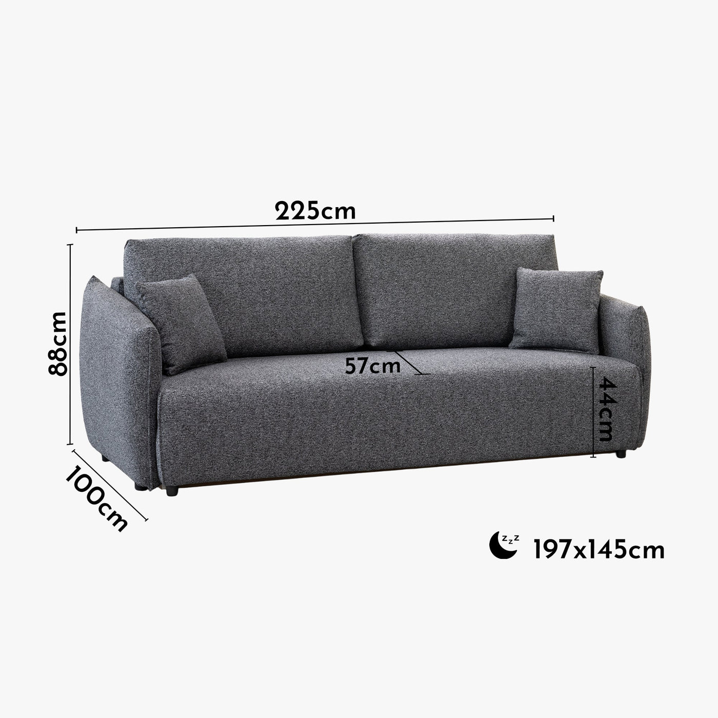 DAYLA Canapé 3 places convertible en tissu bleu - Canapé d'angle convertible - Mobilier Deco
