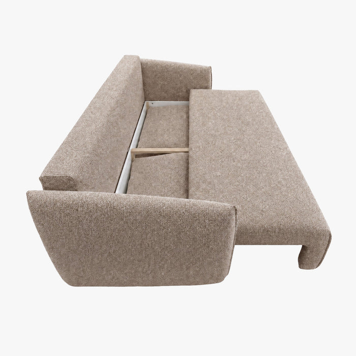 DAYLA Canapé 3 places convertible en tissu taupe