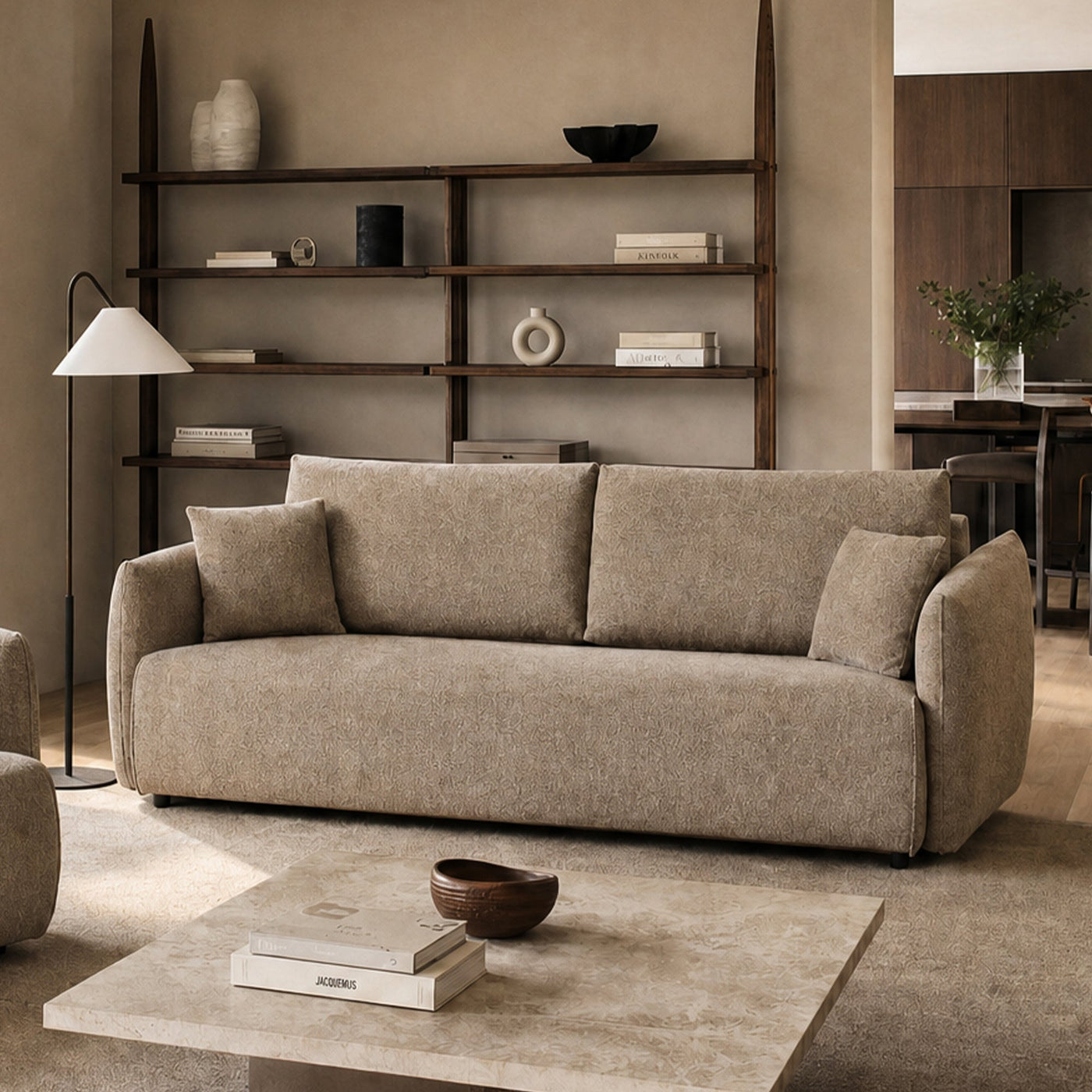 DAYLA Canapé 3 places convertible en tissu taupe - Canapés convertibles - Mobilier Deco