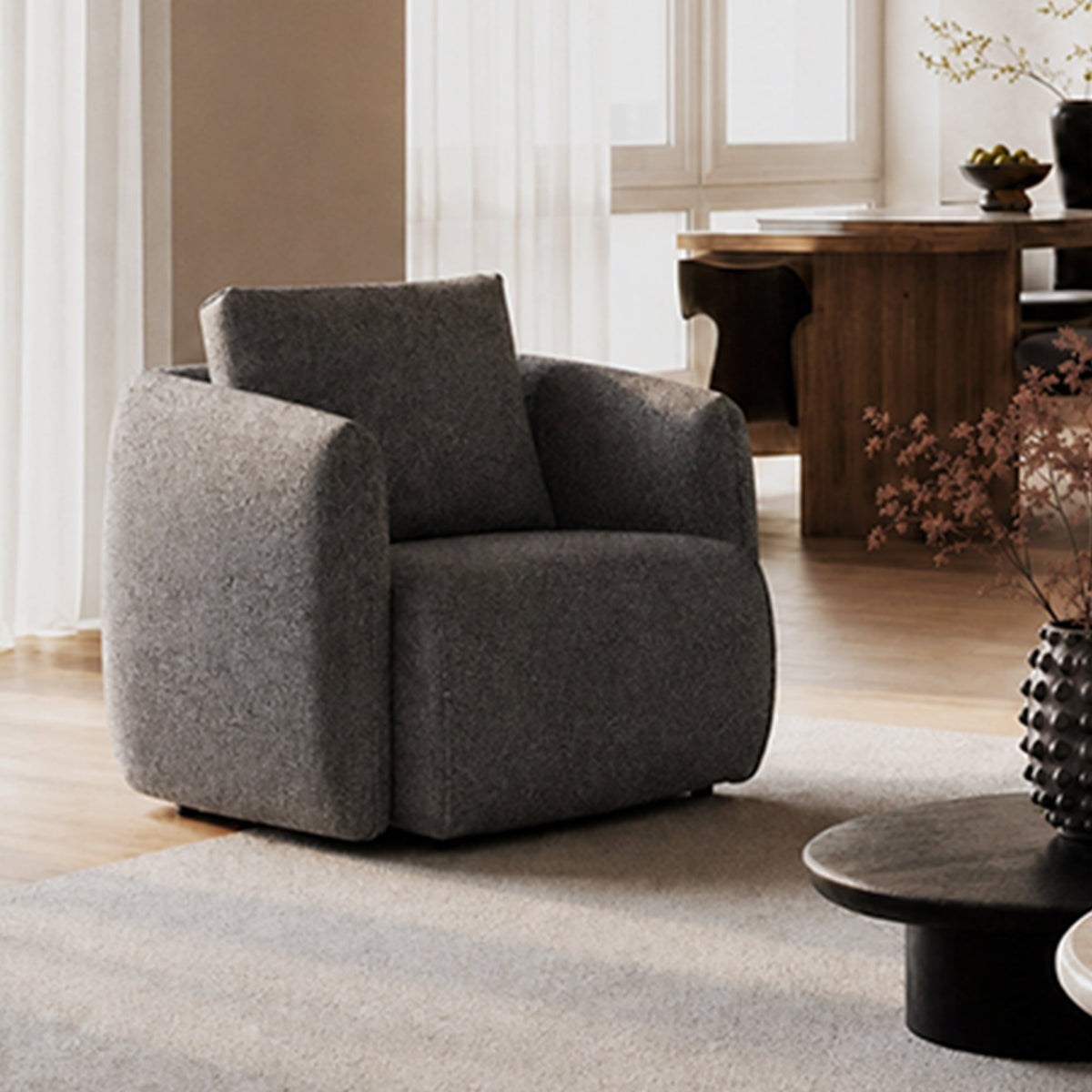DAYLA Fauteuil en tissu bleu - Fauteuils - Mobilier Deco