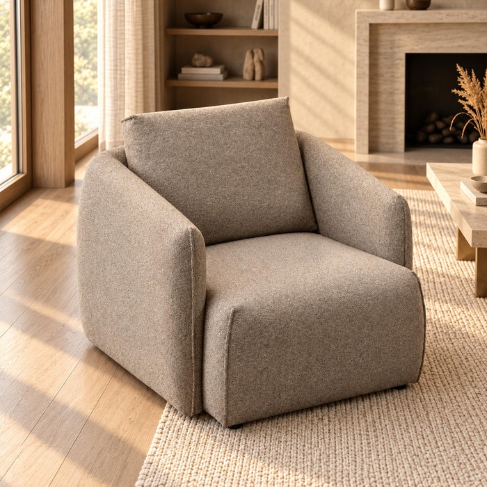DAYLA Fauteuil en tissu taupe – Fauteuils Mobilier Deco