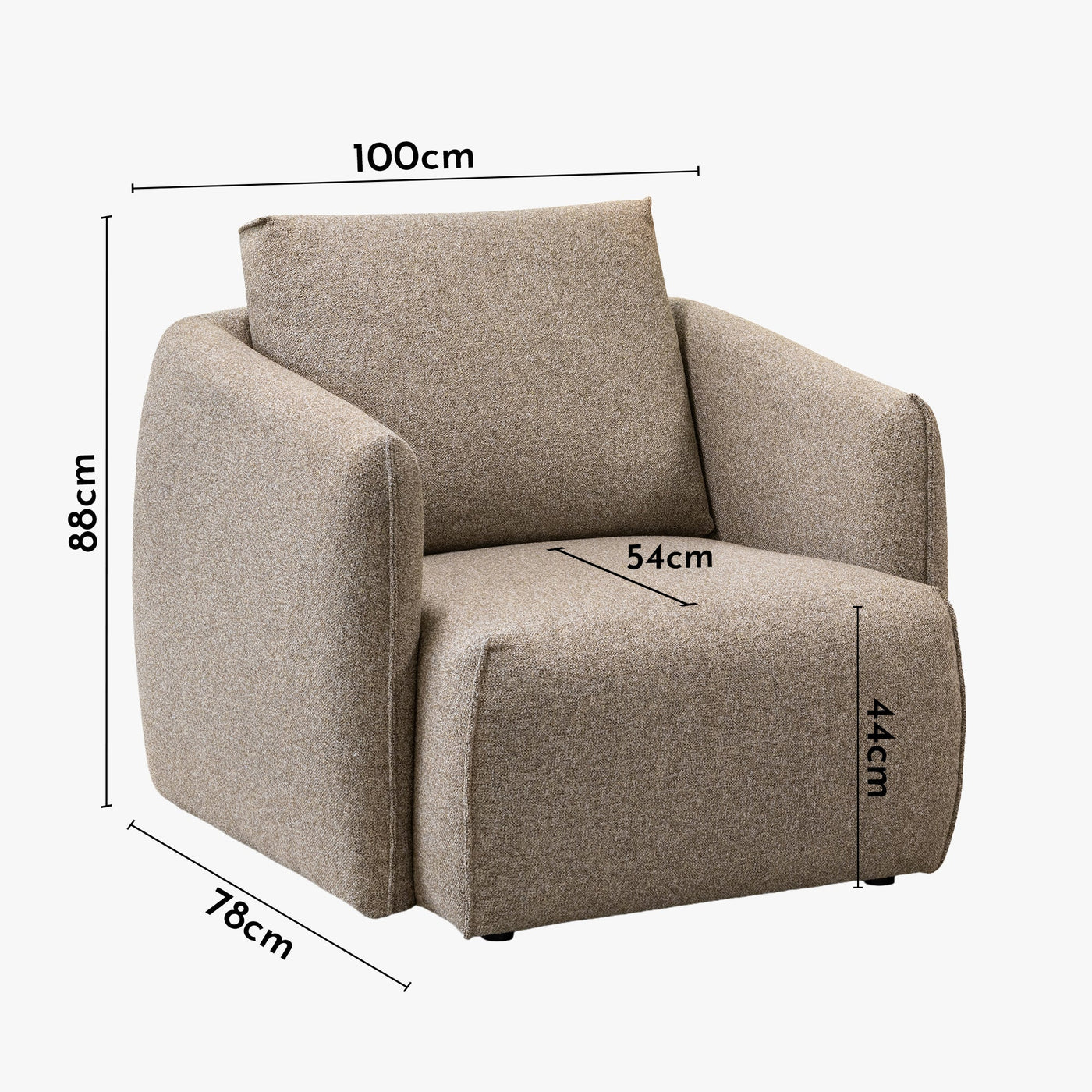 DAYLA Fauteuil en tissu taupe - Fauteuils - Mobilier Deco
