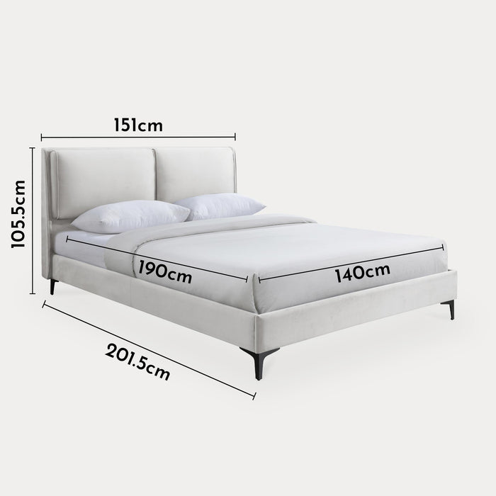 DAYNA Lit double en velours écru 140x190 cm