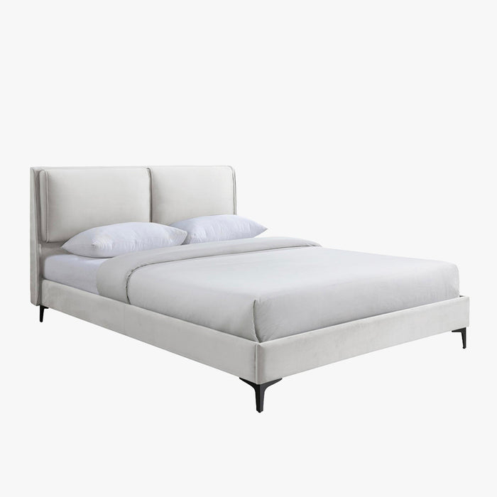 DAYNA Lit double en velours écru 140x190 cm
