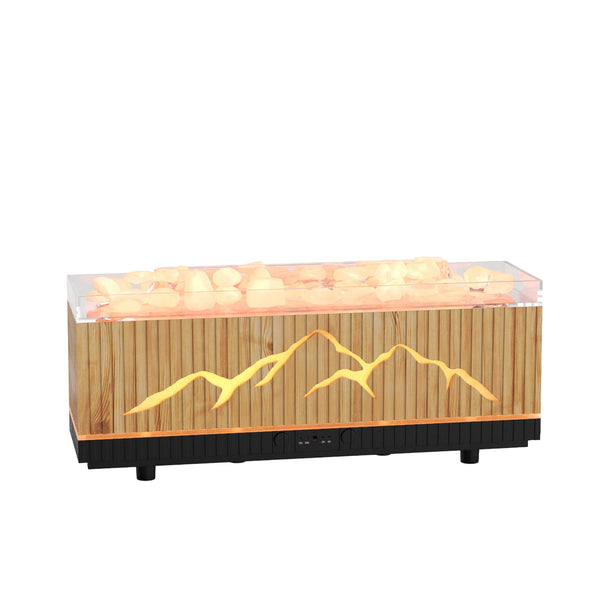 DEBY Diffuseur d'huiles essentielles avec pierres à LED couleur bois