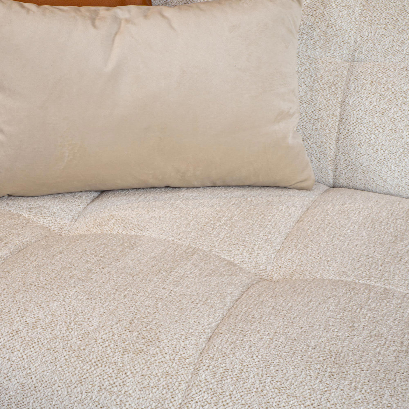 DEYNA Canapé d’angle en tissu capitonné beige - Angle droit