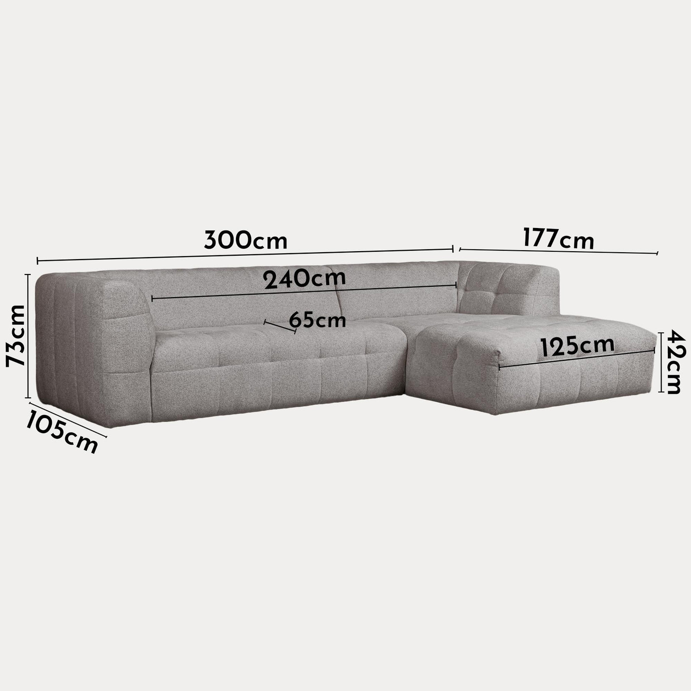 DEYNA Canapé d’angle en tissu capitonné gris foncé - Angle droit