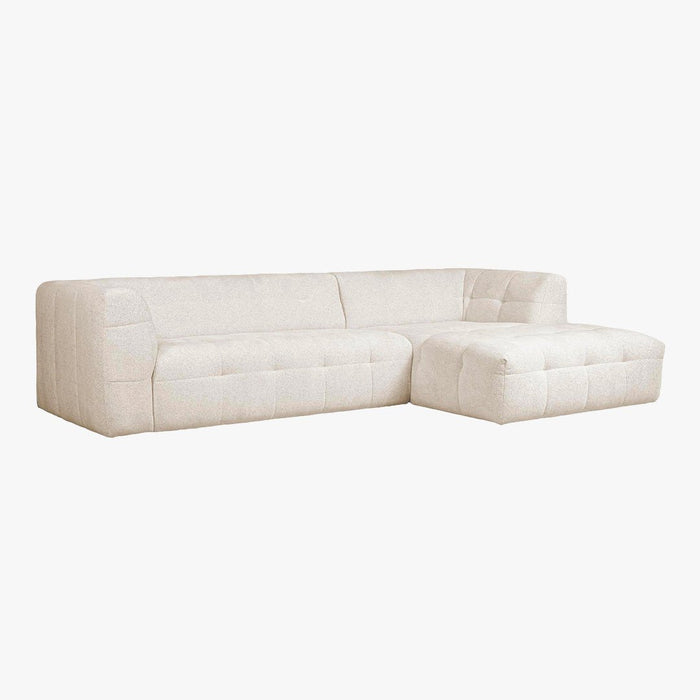 DEYNA Canapé d’angle en tissu capitonné beige - Angle droit