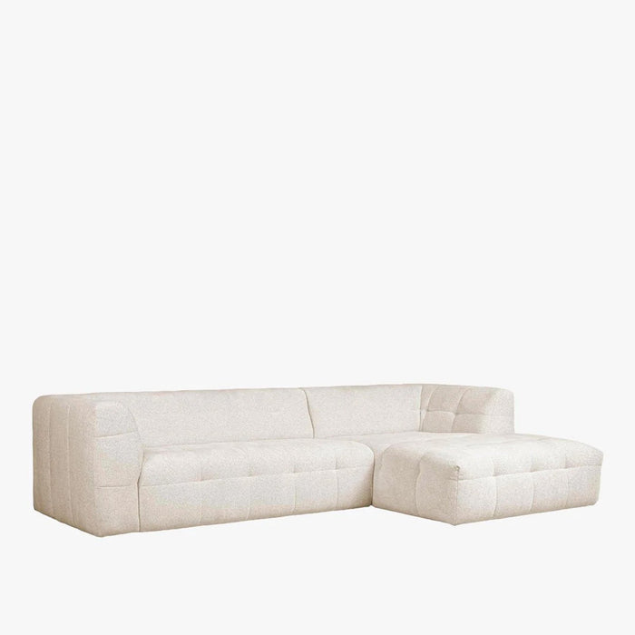 DEYNA Canapé d’angle en tissu capitonné beige - Angle droit