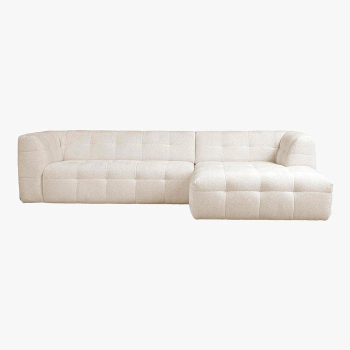 DEYNA Canapé d’angle en tissu capitonné beige - Angle droit
