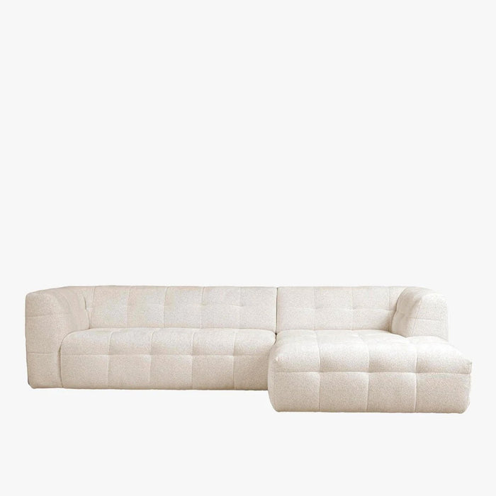 DEYNA Canapé d’angle en tissu capitonné beige - Angle droit