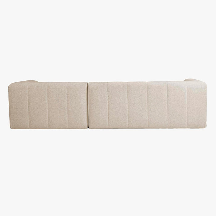 DEYNA Canapé d’angle en tissu capitonné beige - Angle droit