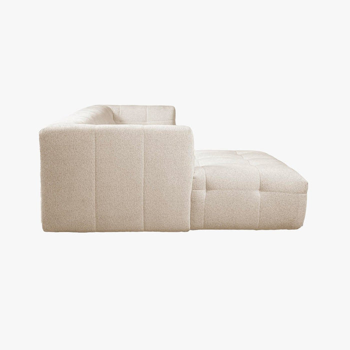 DEYNA Canapé d’angle en tissu capitonné beige - Angle gauche