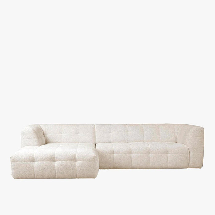 DEYNA Canapé d’angle en tissu capitonné beige - Angle gauche