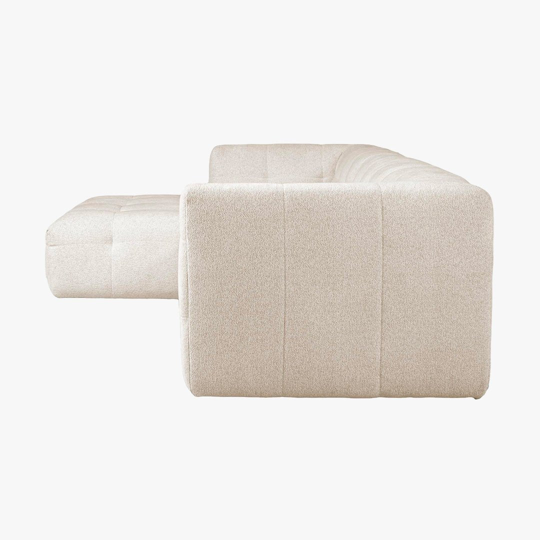 DEYNA Canapé d’angle en tissu capitonné beige - Angle gauche - Canapés d'angle - Mobilier Deco