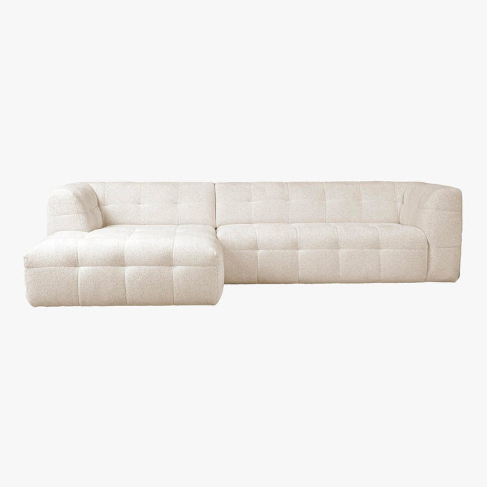 DEYNA Canapé d’angle en tissu capitonné beige - Angle gauche