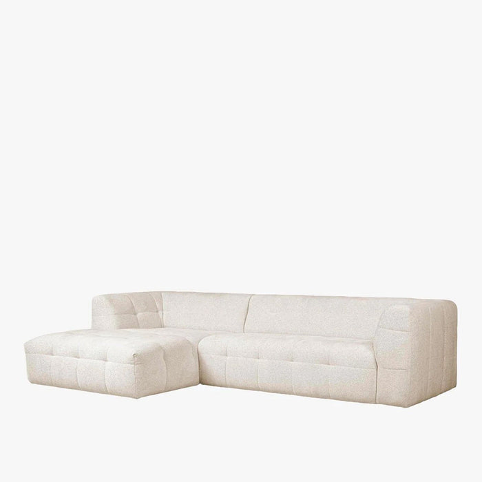 DEYNA Canapé d’angle en tissu capitonné beige - Angle gauche