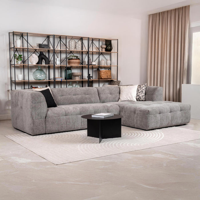 DEYNA Canapé d’angle en tissu capitonné gris foncé - Angle droit