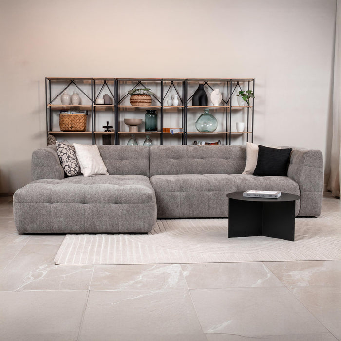 DEYNA Canapé d’angle en tissu capitonné gris foncé - Angle gauche