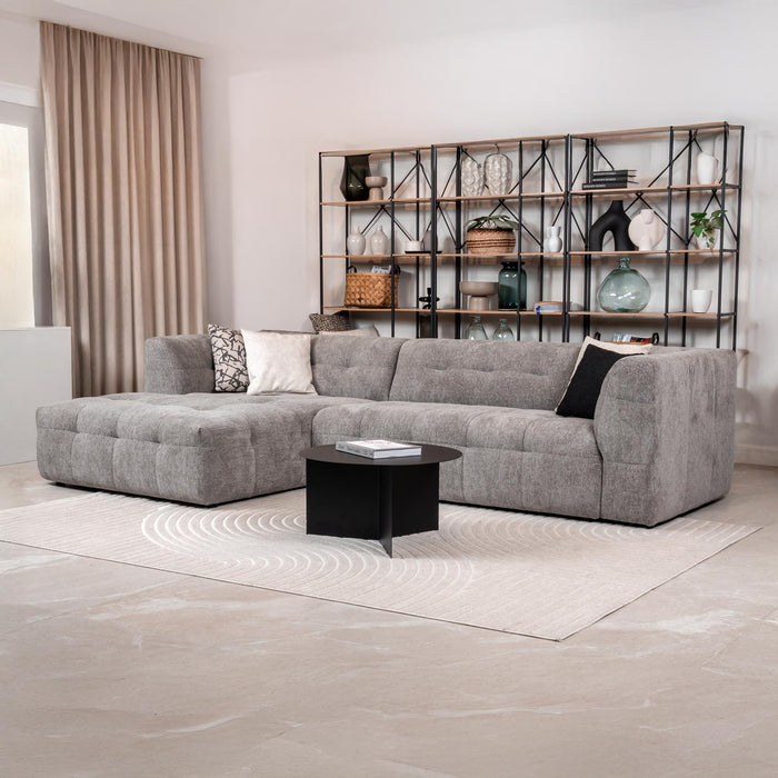 DEYNA Canapé d’angle en tissu capitonné gris foncé - Angle gauche