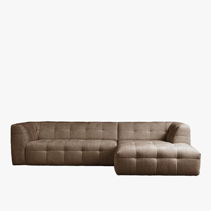 DEYNA Canapé d’angle en tissu capitonné taupe - Angle droit
