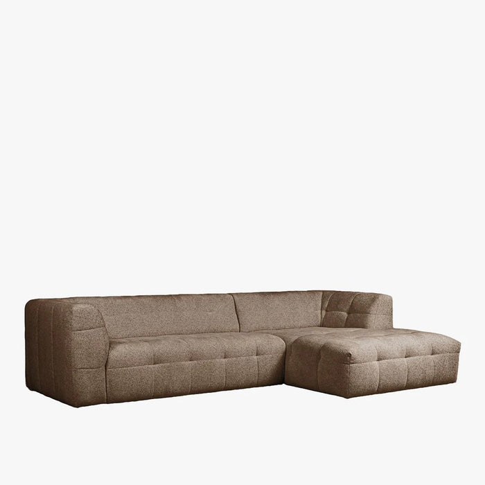 DEYNA Canapé d’angle en tissu capitonné taupe - Angle droit