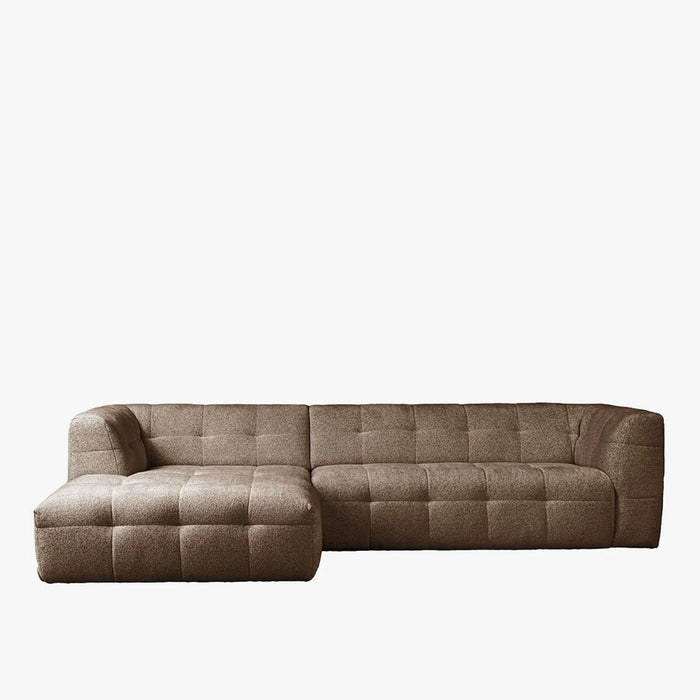 DEYNA Canapé d’angle en tissu capitonné taupe - Angle gauche