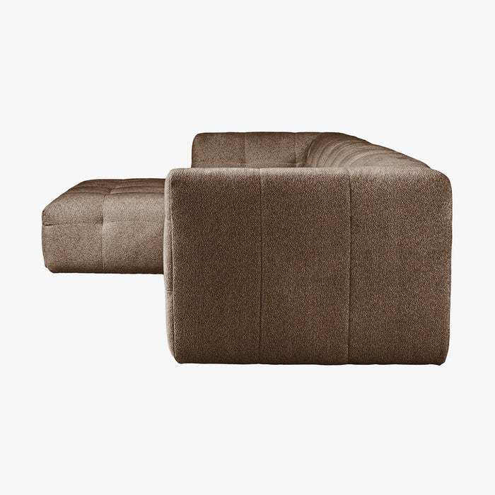 DEYNA Canapé d’angle en tissu capitonné taupe - Angle gauche