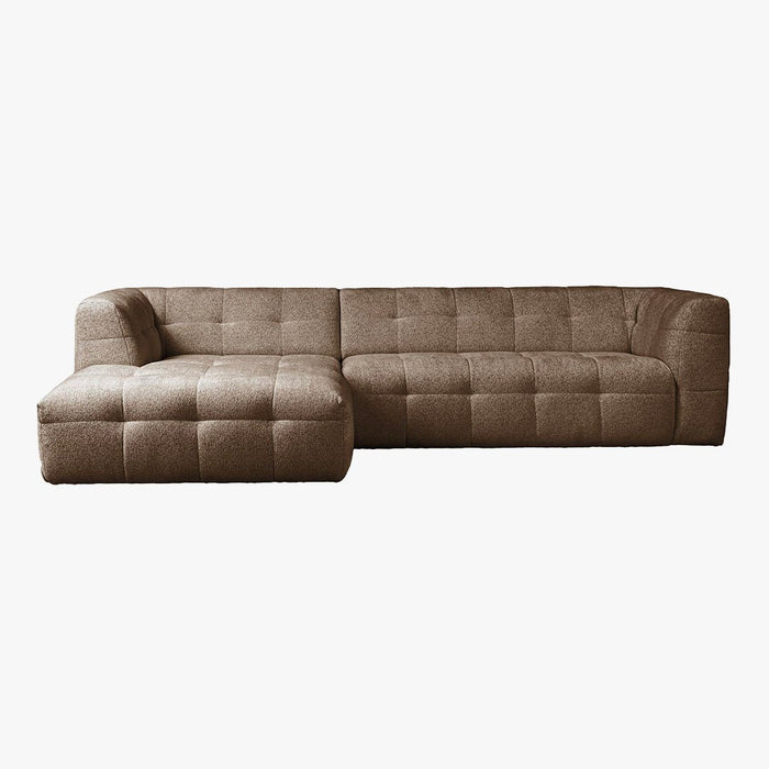 DEYNA Canapé d’angle en tissu capitonné taupe - Angle gauche