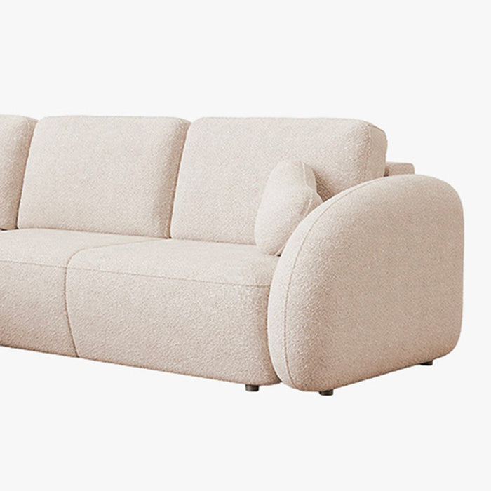 DJENA Canapé d'angle convertible avec coffre en tissu bouclette beige - Angle gauche