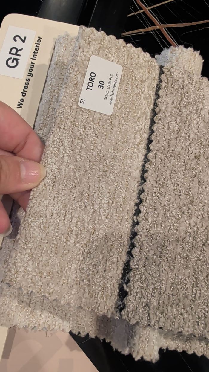 DJENA Canapé d'angle convertible avec coffre en tissu bouclette taupe - Angle gauche TORO 30