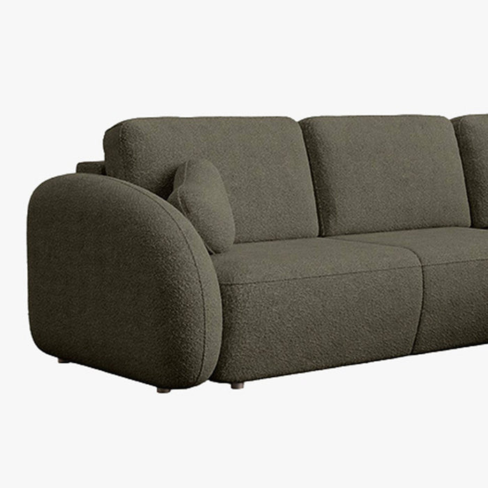 DJENA Canapé d'angle convertible avec coffre en tissu bouclette vert - Angle droit