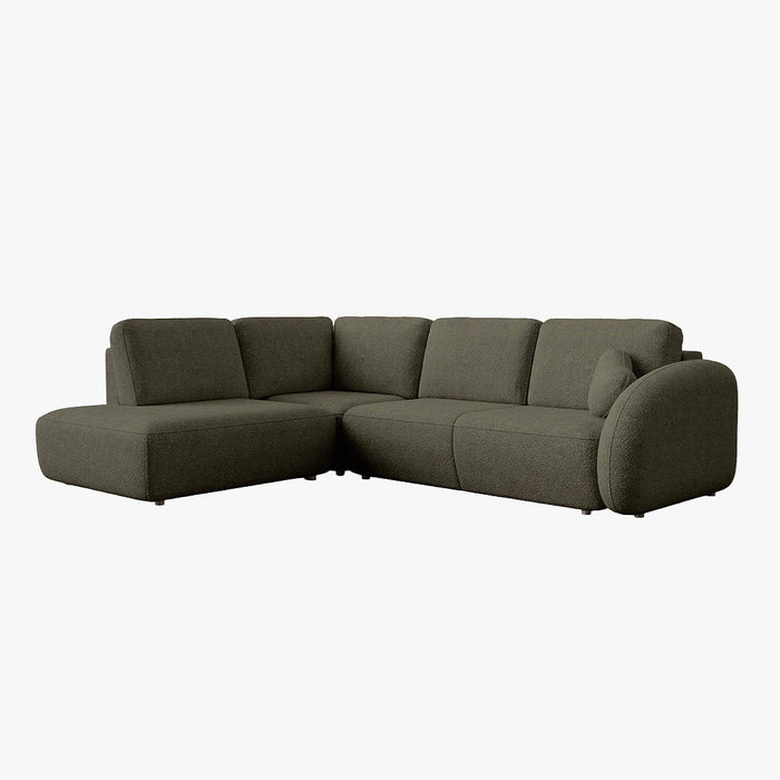 DJENA Canapé d'angle convertible avec coffre en tissu bouclette vert - Angle gauche
