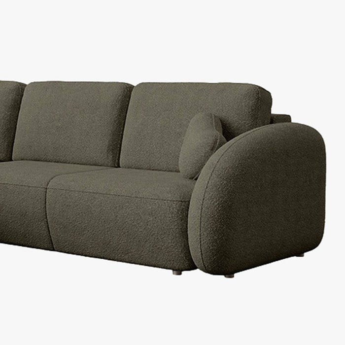 DJENA Canapé d'angle convertible avec coffre en tissu bouclette vert - Angle gauche