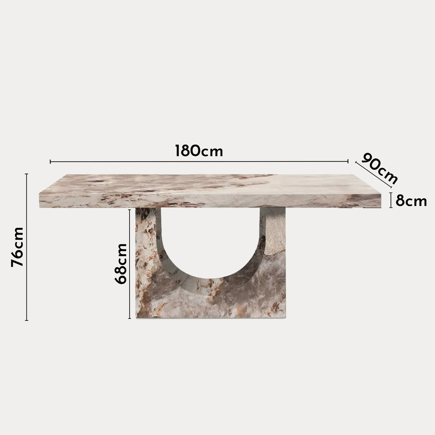 DONA Table à manger marbre d'ingénierie beige et marron