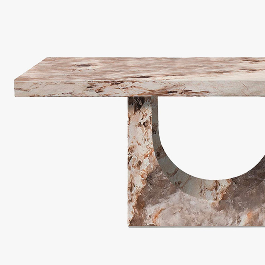DONA Table à manger marbre d'ingénierie beige et marron — aperçu vidéo