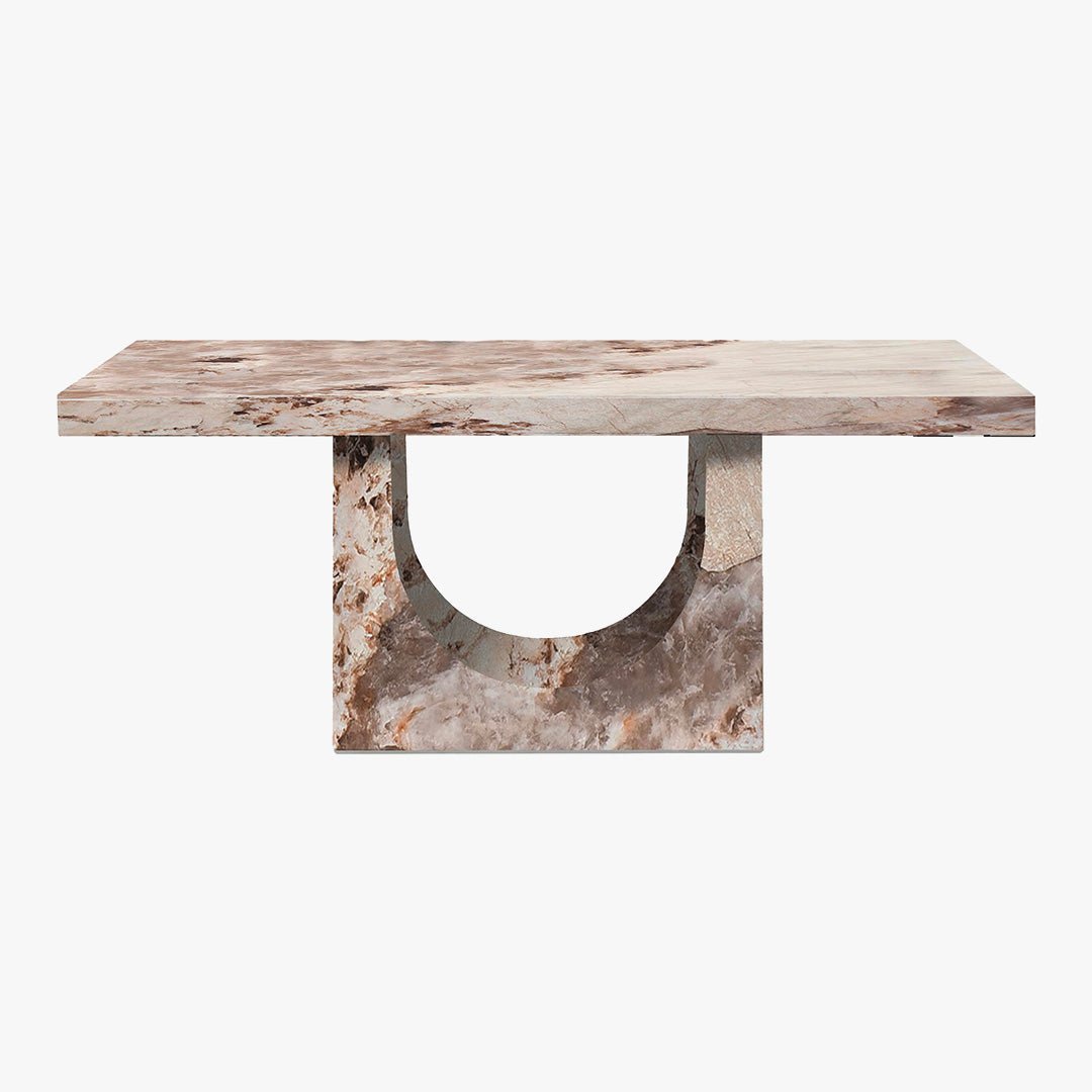 DONA Table à manger marbre d'ingénierie beige et marron - Table à manger - Mobilier Deco