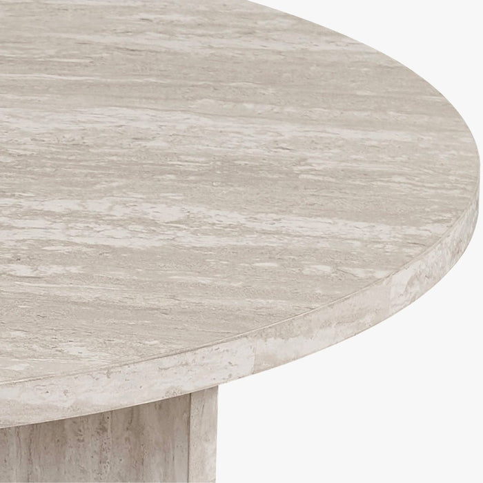 DRASIR Table basse ronde couleur travertin gris D90 cm