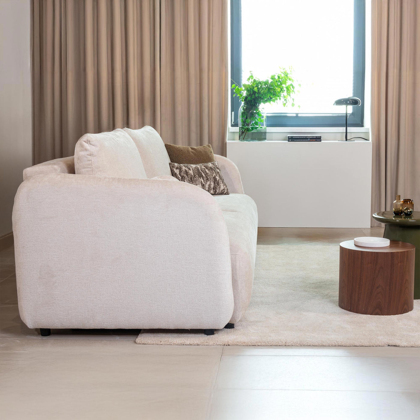 DRIXY Canapé 3 places convertible avec coffre en tissu beige