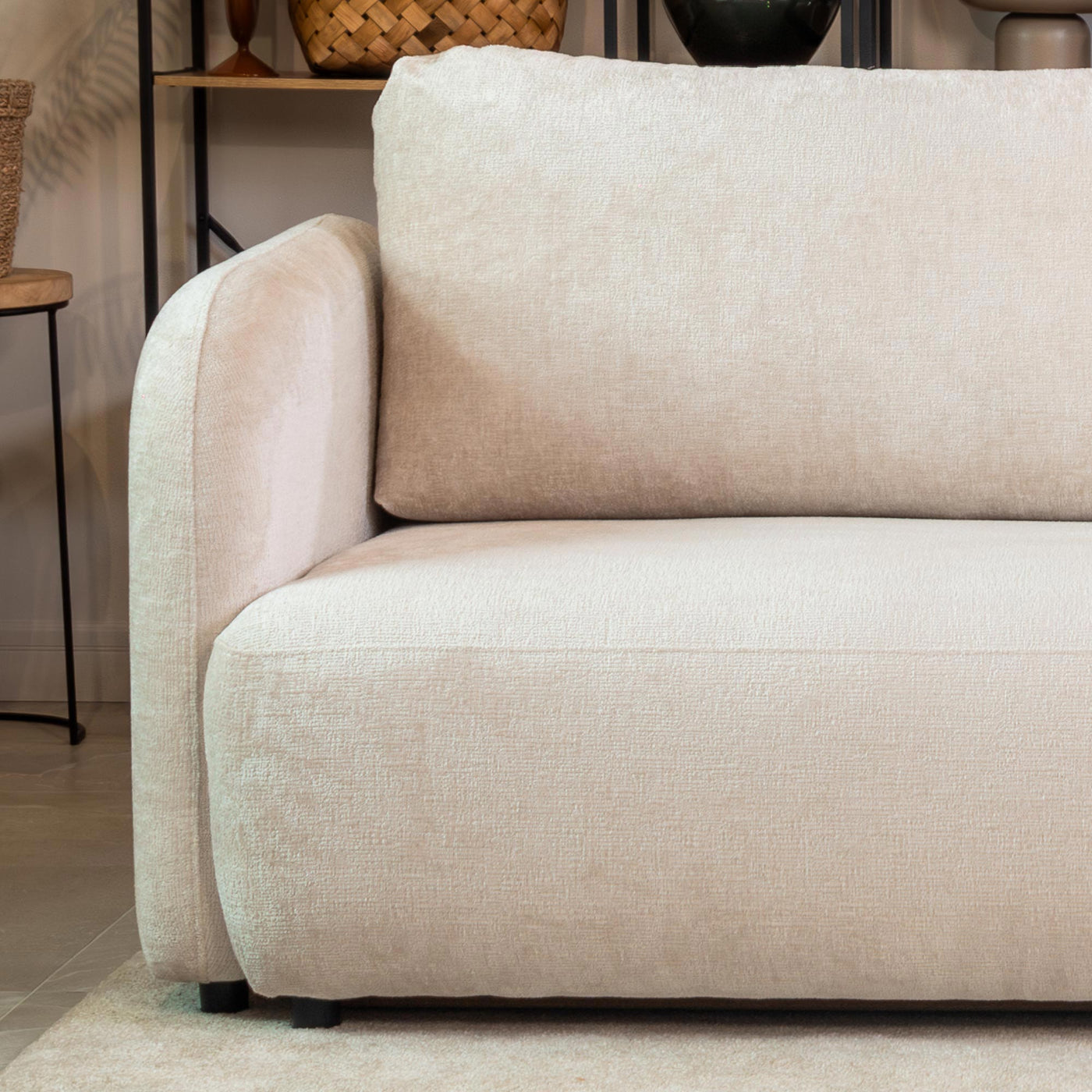 DRIXY Canapé 3 places convertible avec coffre en tissu beige