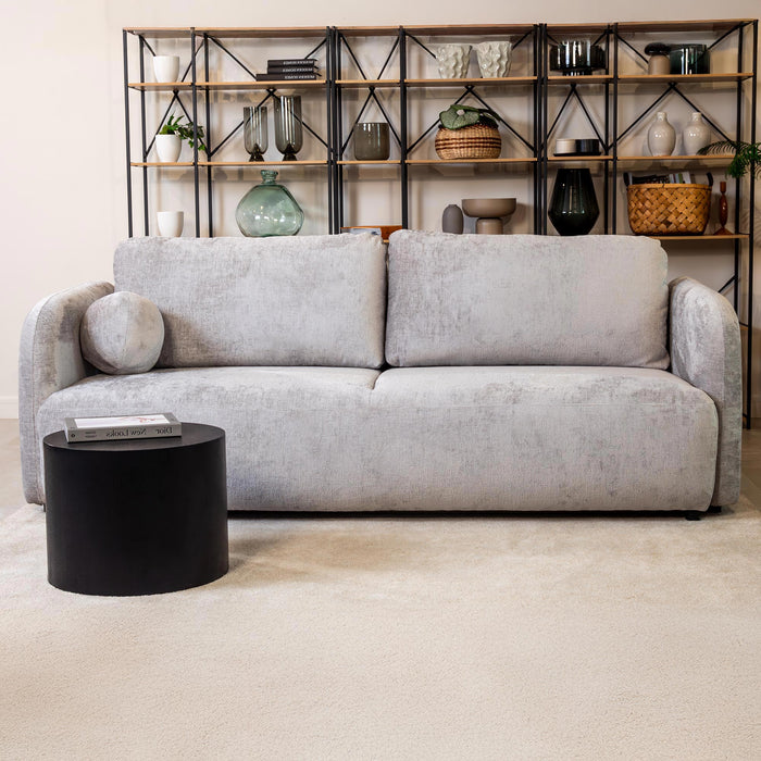 DRIXY Canapé 3 places convertible avec coffre en tissu gris