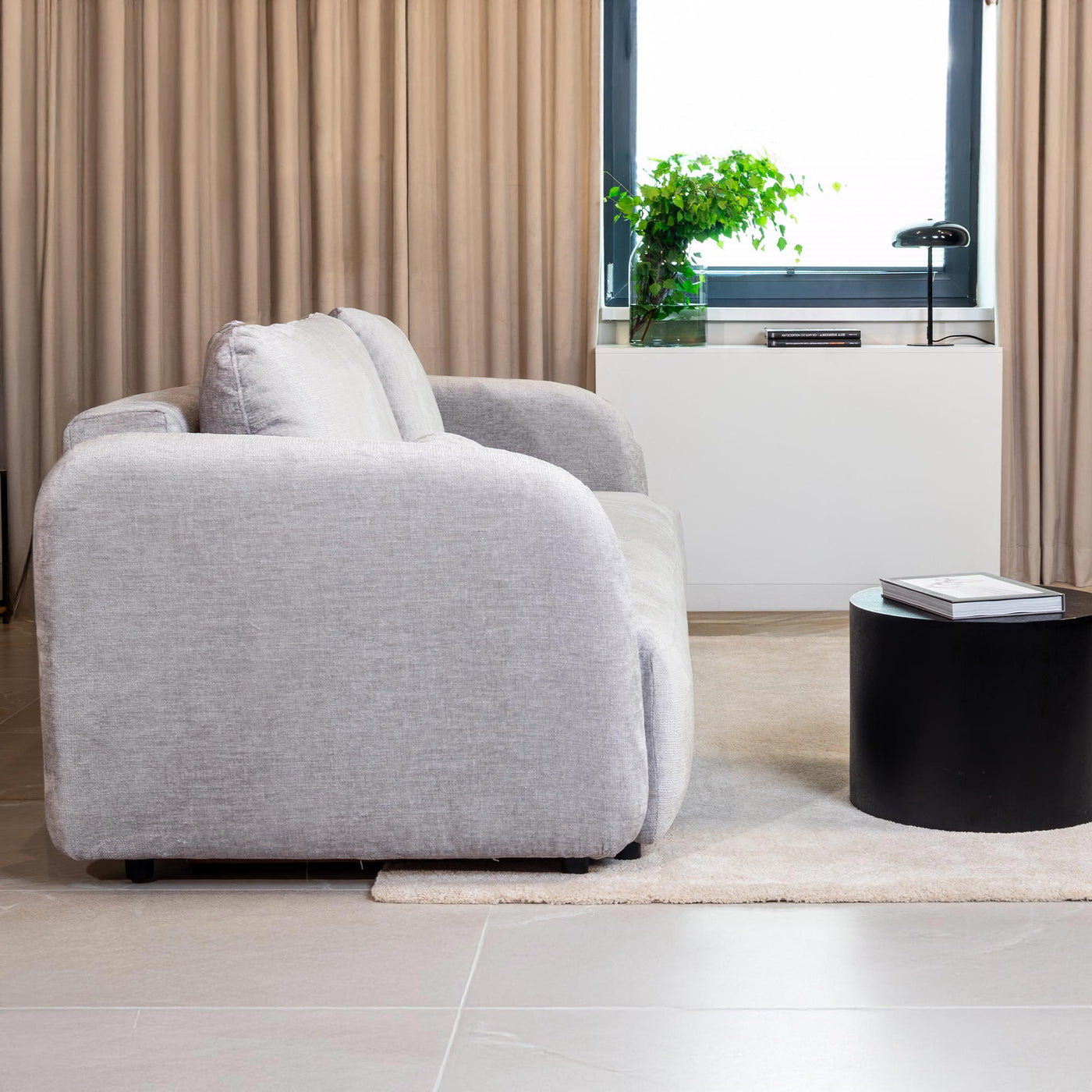 DRIXY Canapé 3 places convertible avec coffre en tissu gris