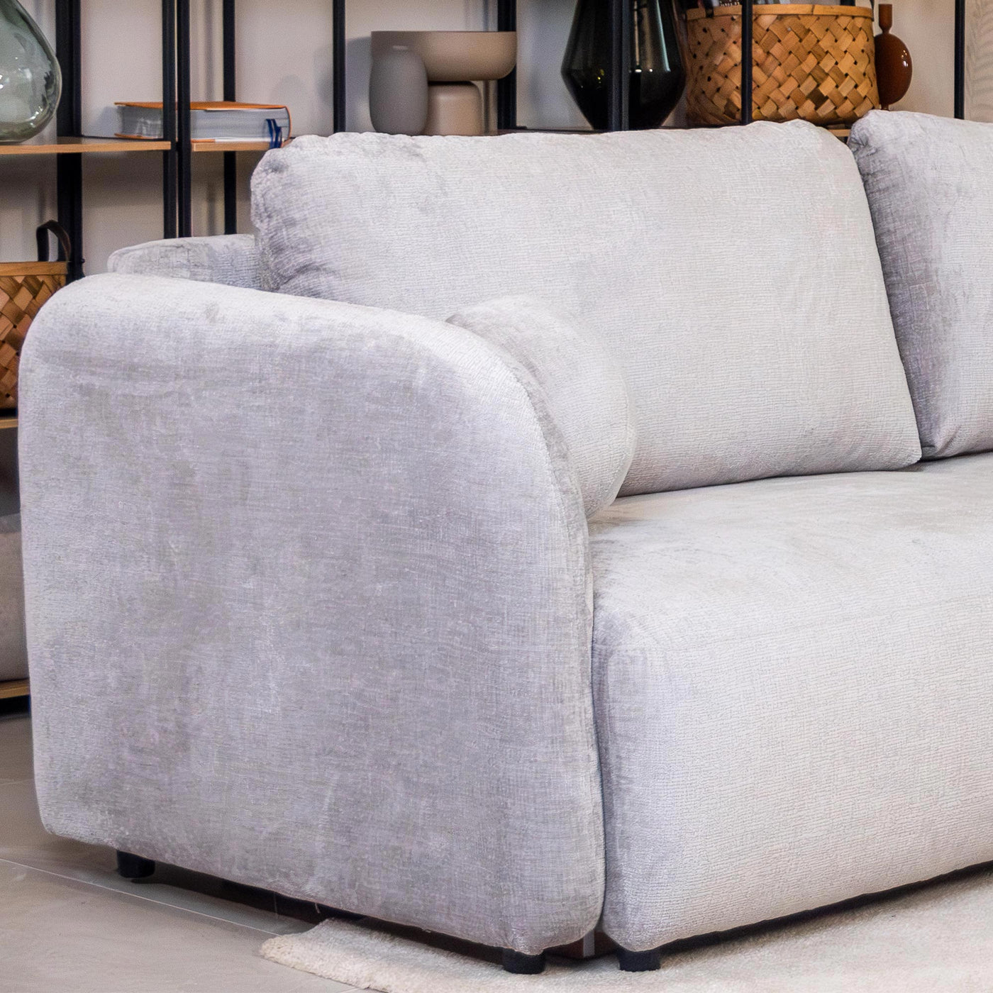 DRIXY Canapé 3 places convertible avec coffre en tissu gris