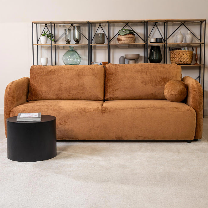 DRIXY Canapé 3 places convertible avec coffre en tissu orange