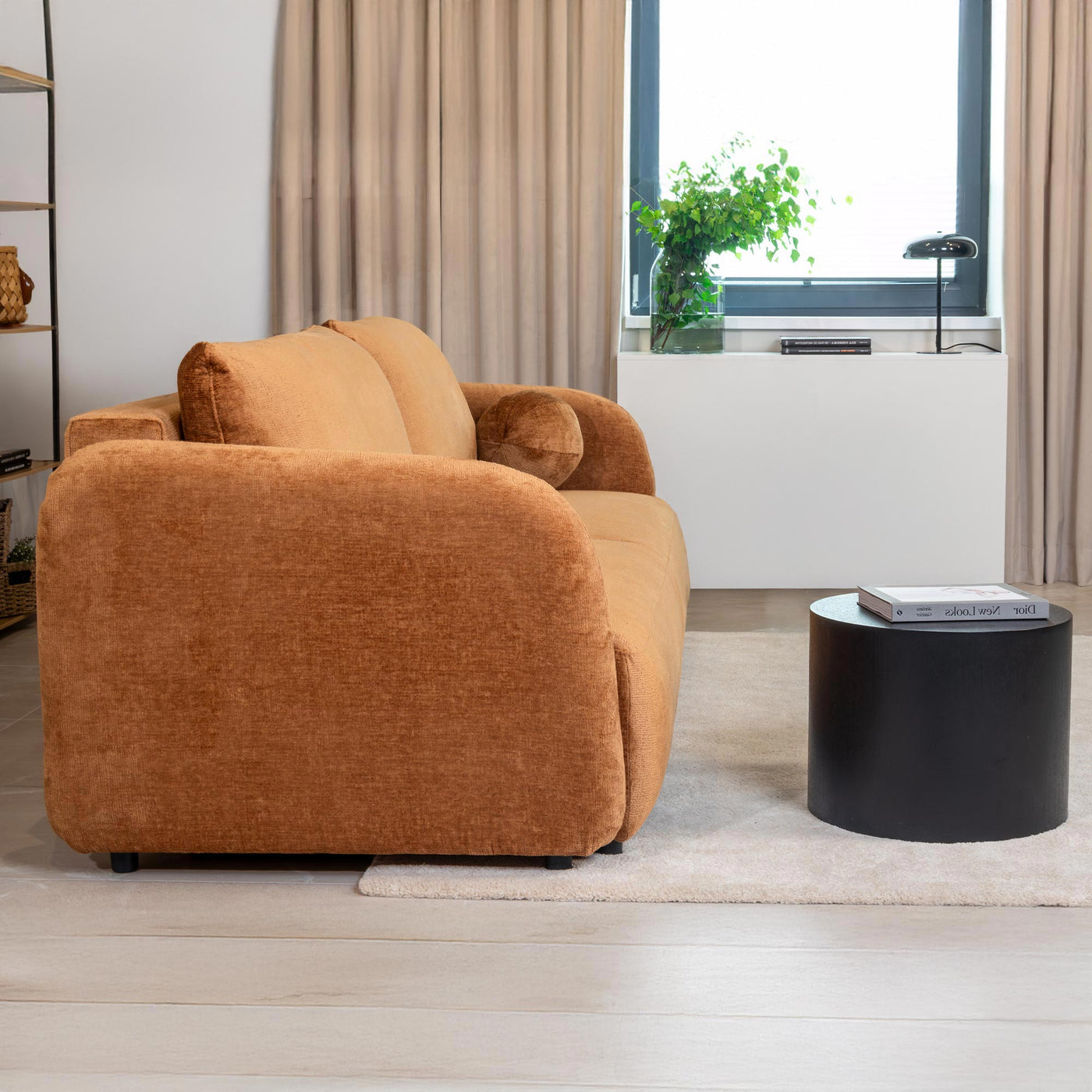 DRIXY Canapé 3 places convertible avec coffre en tissu orange