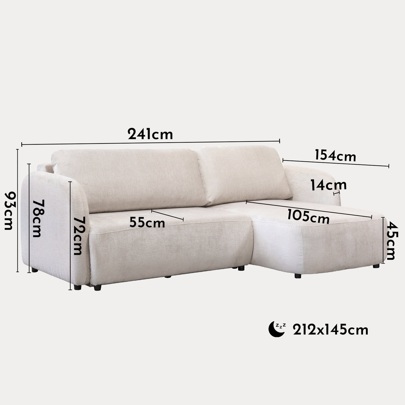 DRIXY Canapé d'angle convertible avec coffre en tissu beige - Angle droit